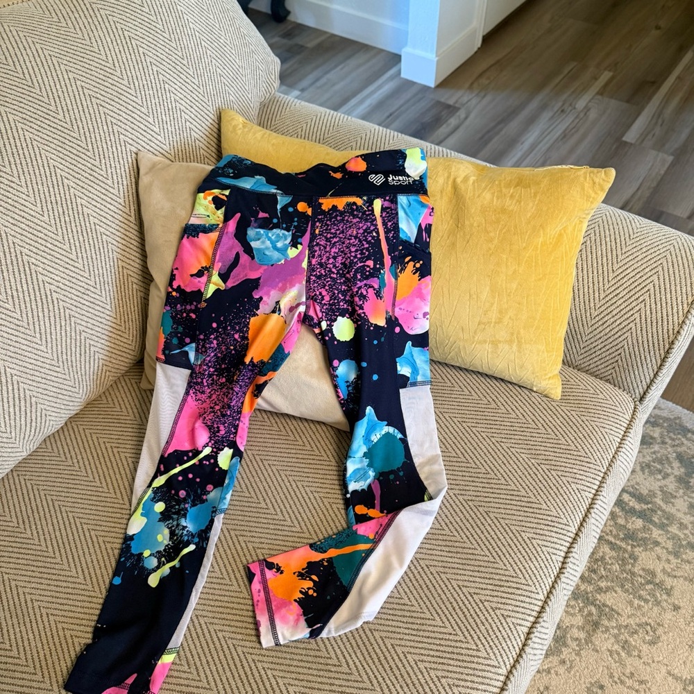 Justice Multicolor leggings EUC